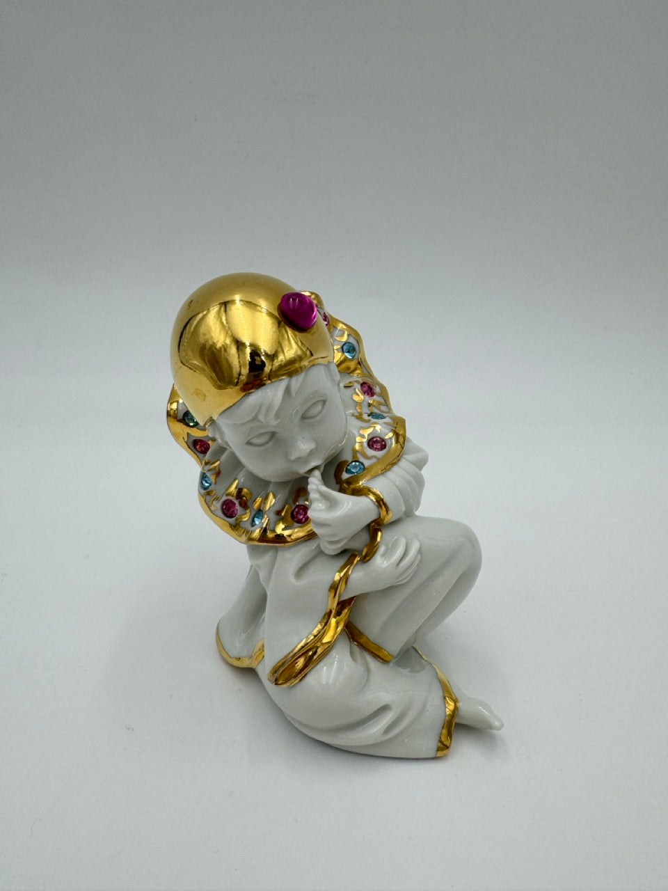 RG Oggetti Capodimonte & Limoges Boy Harlequin Clown Colored Swarovski Crystals